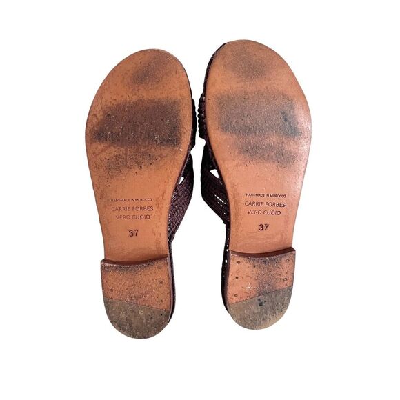 Carrie Forbes Brown Salon Raffia Flat Slide Slip-On Sandals Women's Size 37 US 7 - Picture 7 of 9